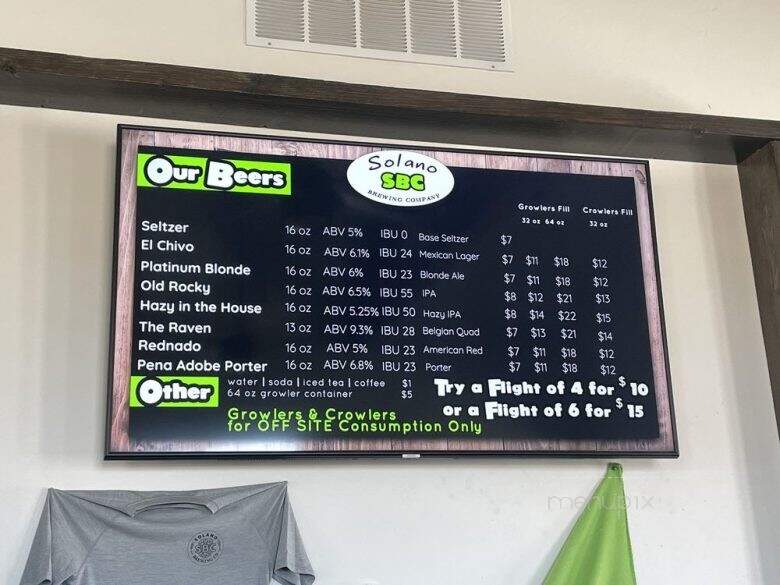 Solano Brewing Company - Vacaville, CA menu_pic