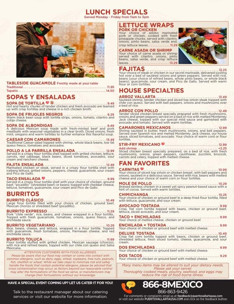Puerto Vallarta - Fairfield, CT menu_pic
