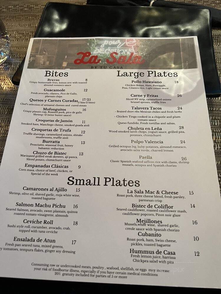 La Sala by Tu Casa - Queens, NY menu_pic
