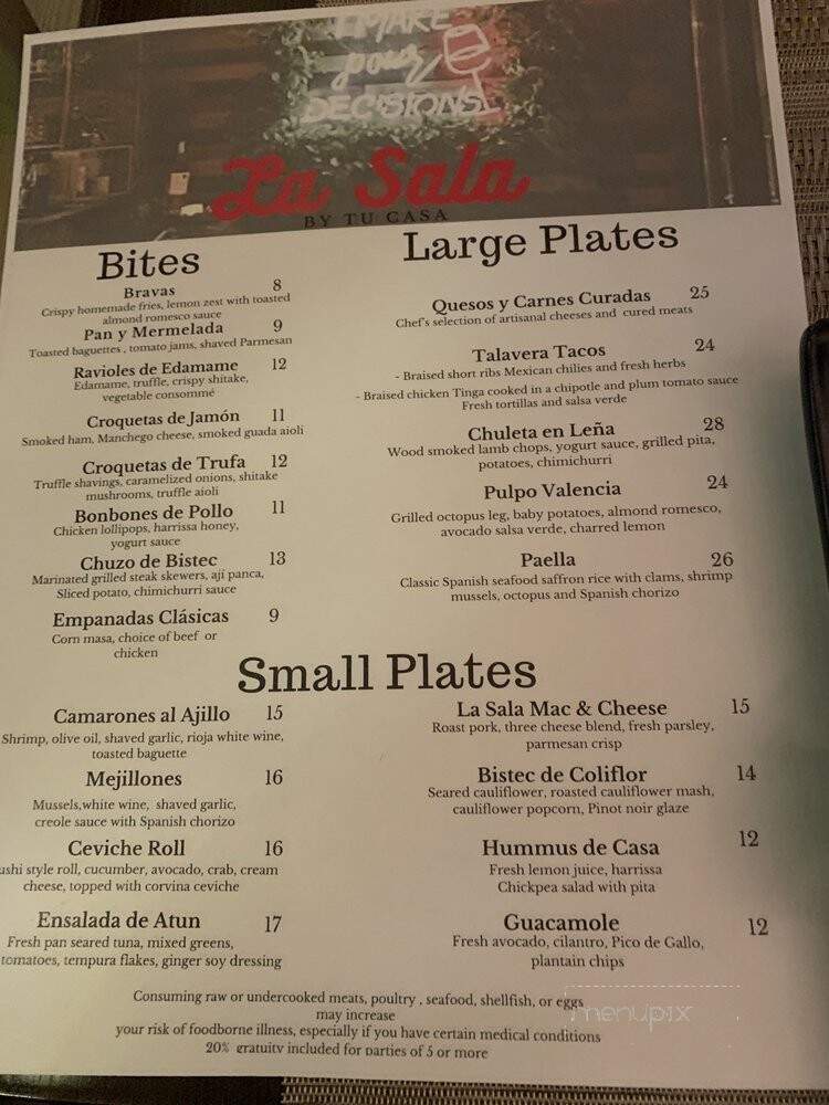 La Sala by Tu Casa - Queens, NY menu_pic