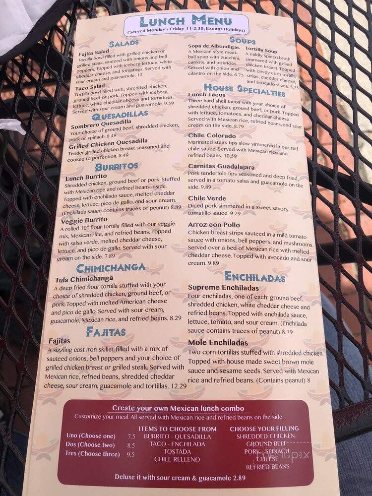 Sombrero's Mexican Restaurant - Canton, MA menu_pic