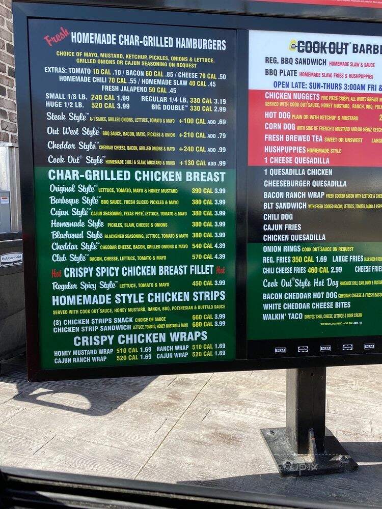 Cook Out - Birmingham, AL menu_pic