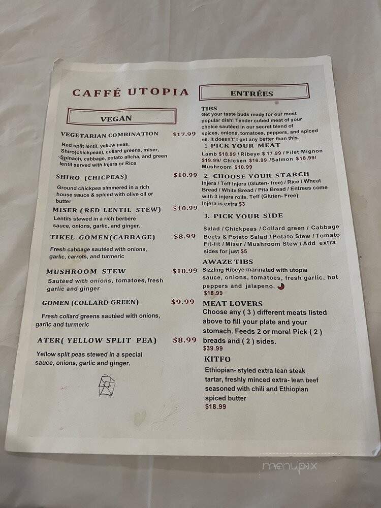 Caffe Utopia & Bar - Alexandria, VA menu_pic