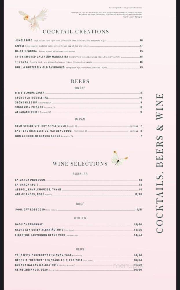 Bull & Butterfly - Playa Vista, CA menu_pic