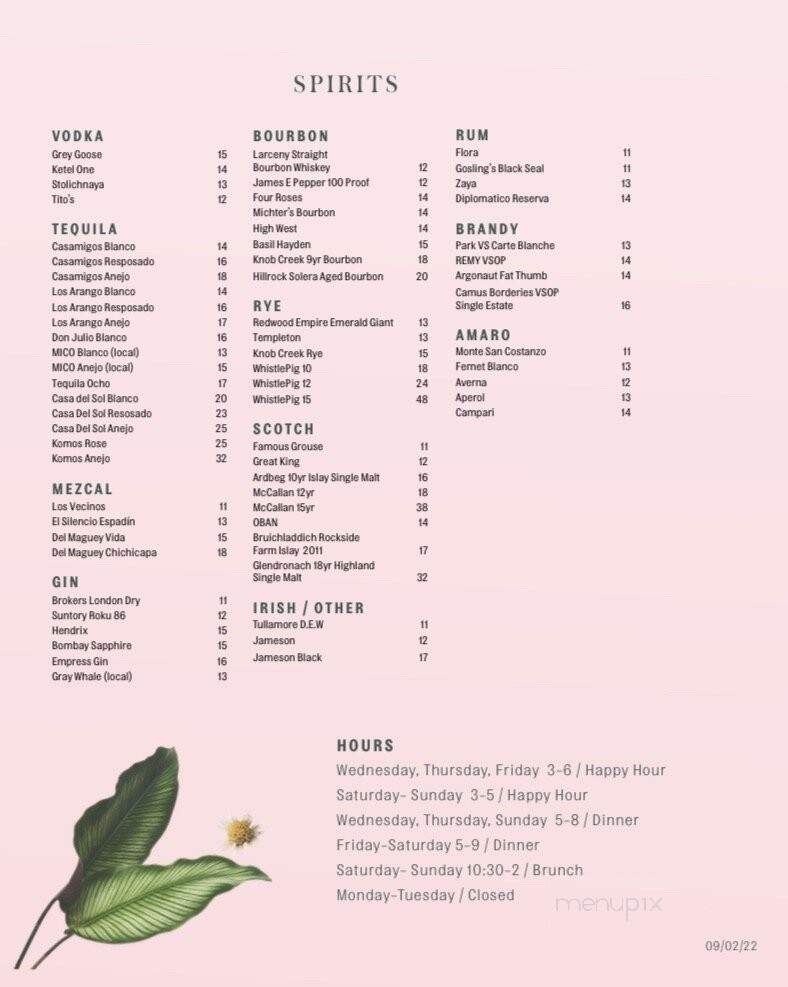 Bull & Butterfly - Playa Vista, CA menu_pic