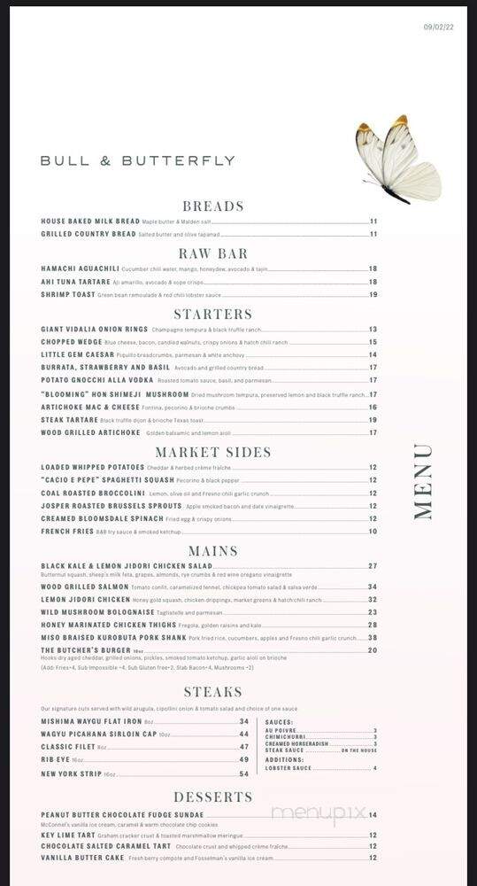 Bull & Butterfly - Playa Vista, CA menu_pic