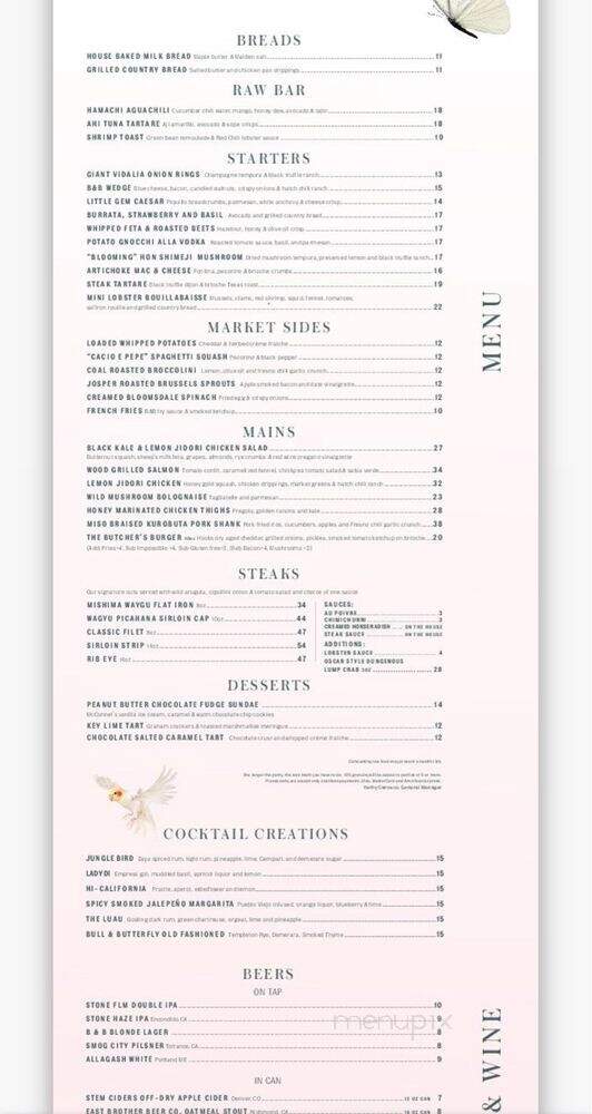 Bull & Butterfly - Playa Vista, CA menu_pic