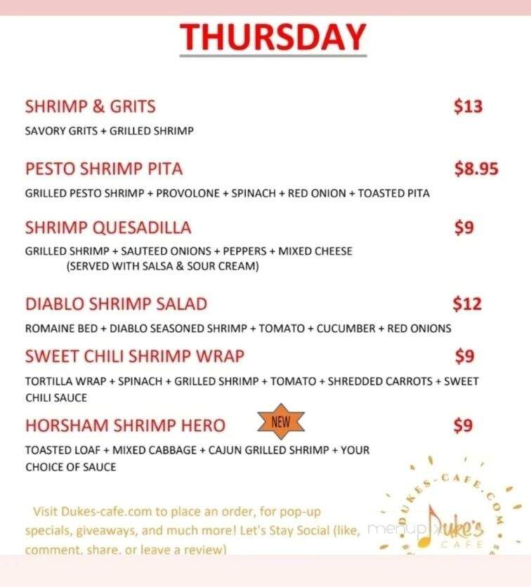 Duke's Cafe - Horsham, PA menu_pic