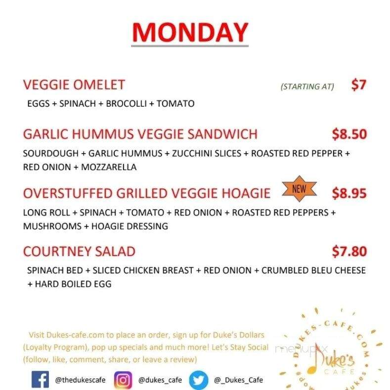 Duke's Cafe - Horsham, PA menu_pic