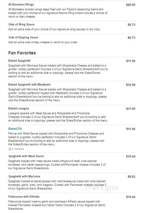 Fazoli's - Mary Esther, FL menu_pic