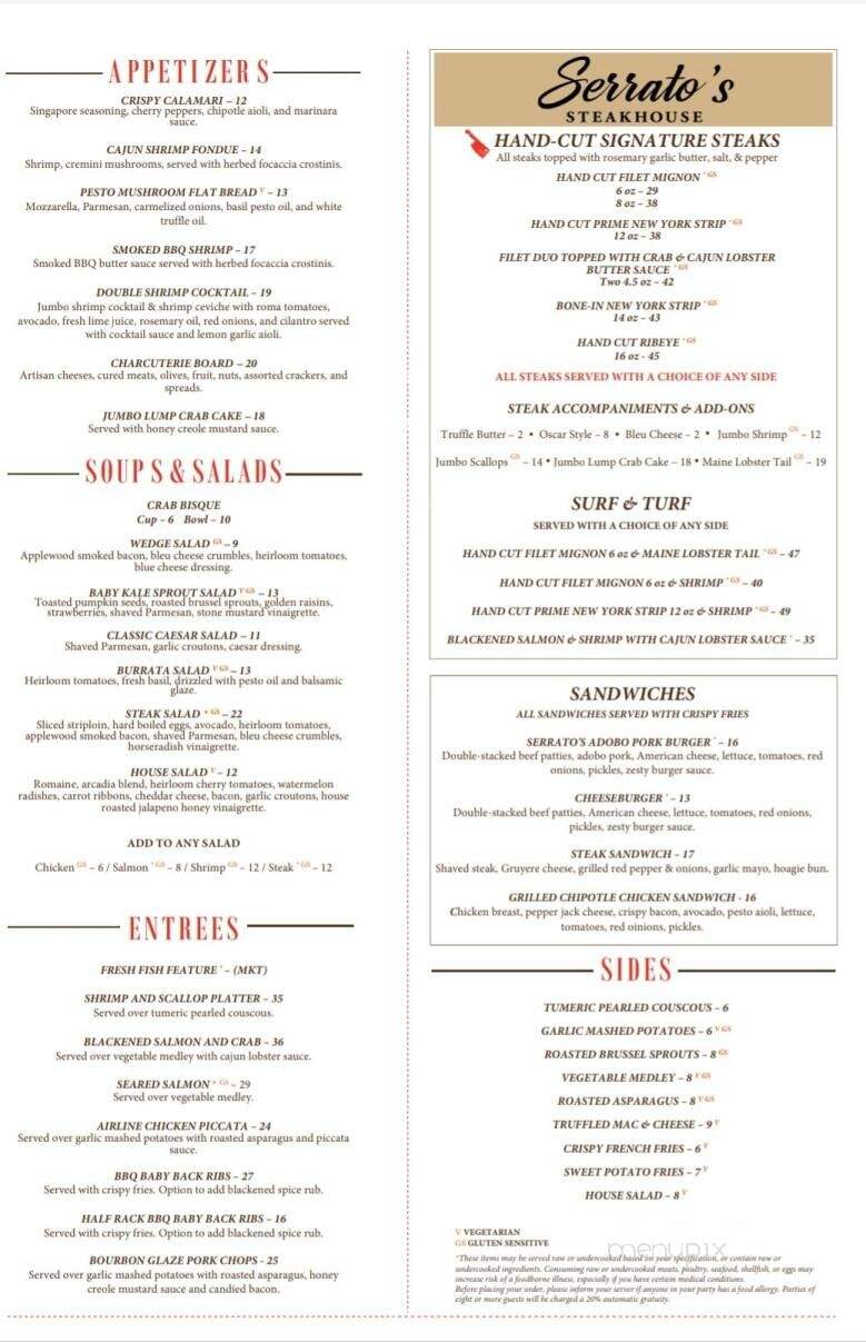 Serratos Steak House - Franklin, TN menu_pic