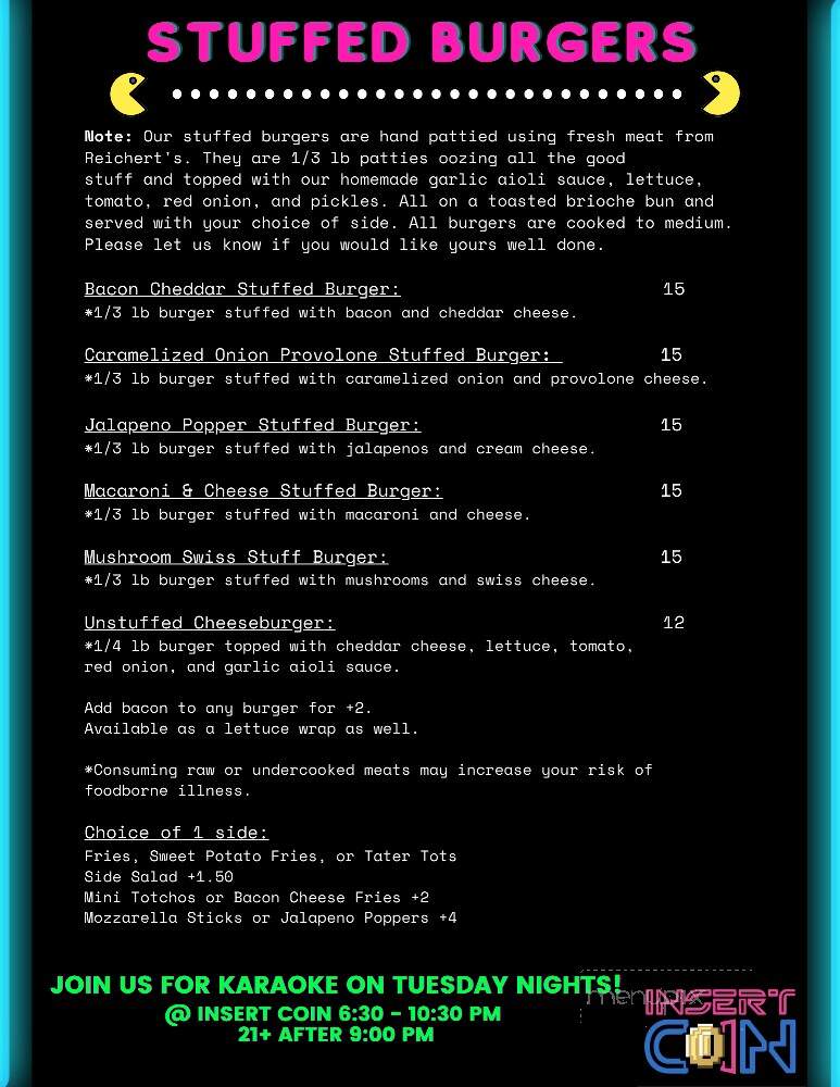 Insert Coin - Centralia, WA menu_pic
