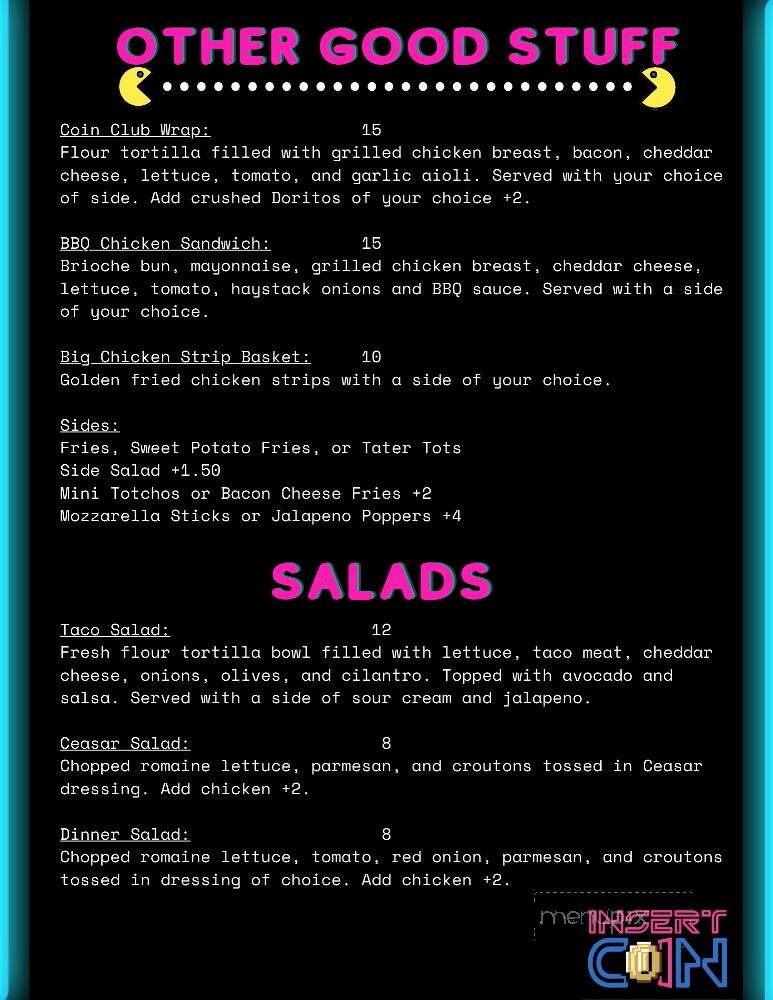 Insert Coin - Centralia, WA menu_pic