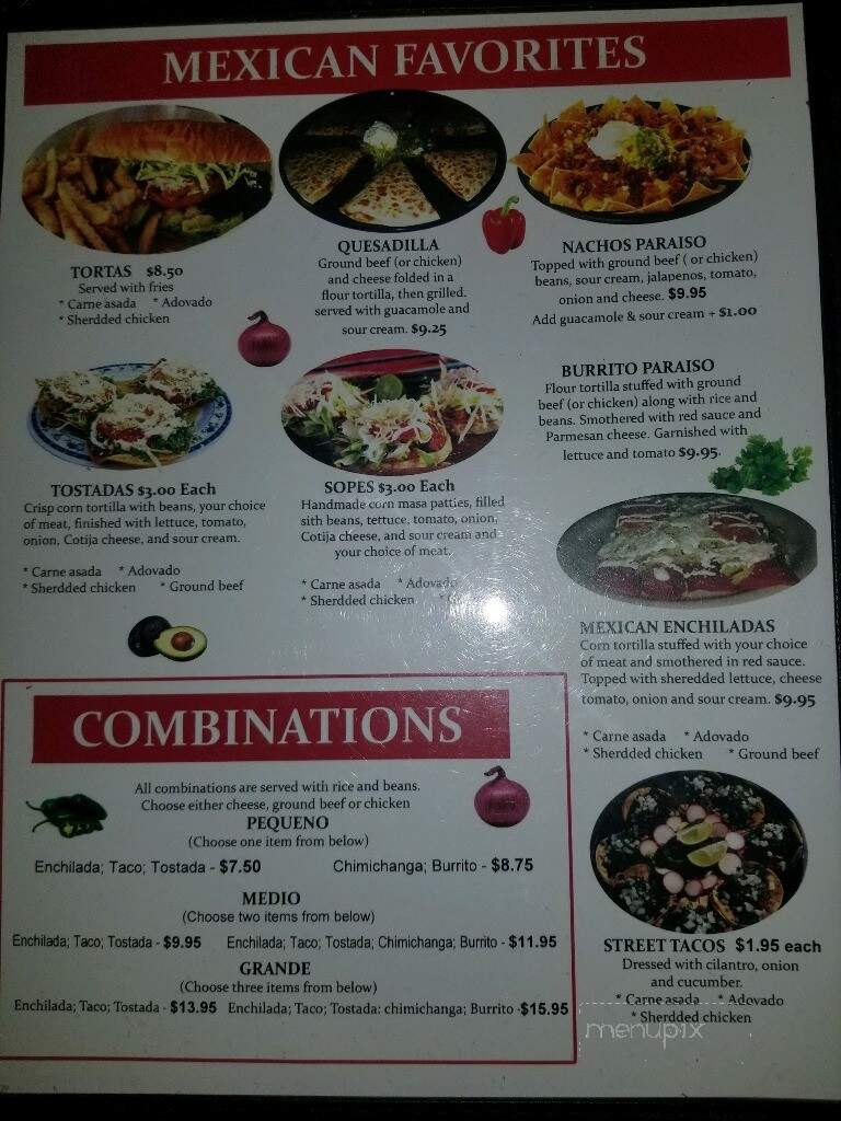 El Paraiso - Bridgeport, WA menu_pic