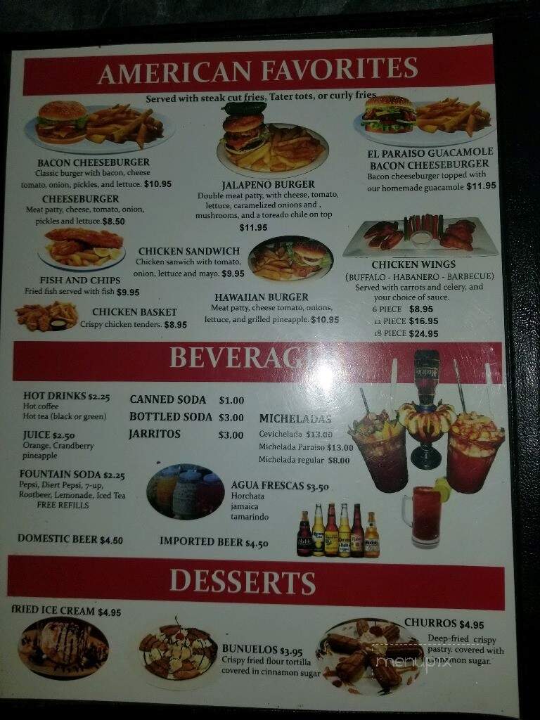 El Paraiso - Bridgeport, WA menu_pic