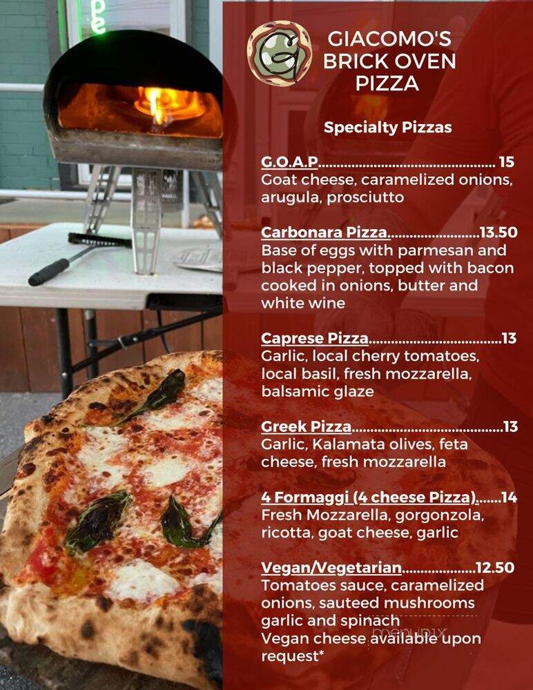Giacomo's Brick Oven Pizza - Rockville, MD menu_pic