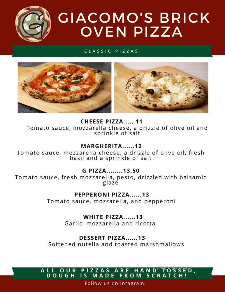 Giacomo's Brick Oven Pizza - Rockville, MD menu_pic