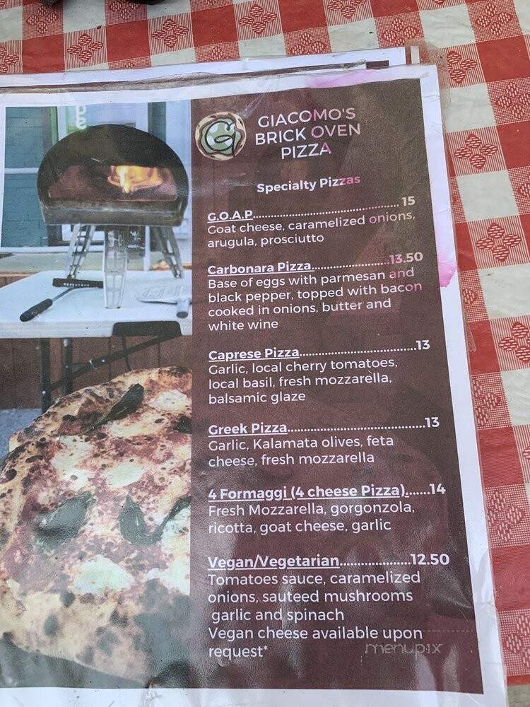 Giacomo's Brick Oven Pizza - Rockville, MD menu_pic