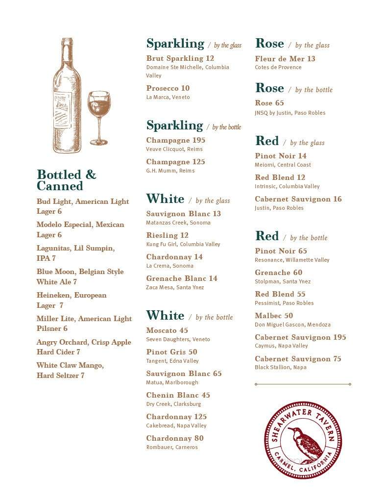 Shearwater Tavern - Carmel-by-the-Sea, CA menu_pic