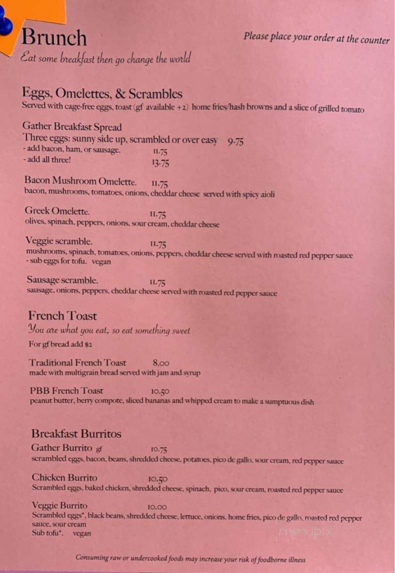 Gather Cafe Bistro Bar - Talent, OR menu_pic