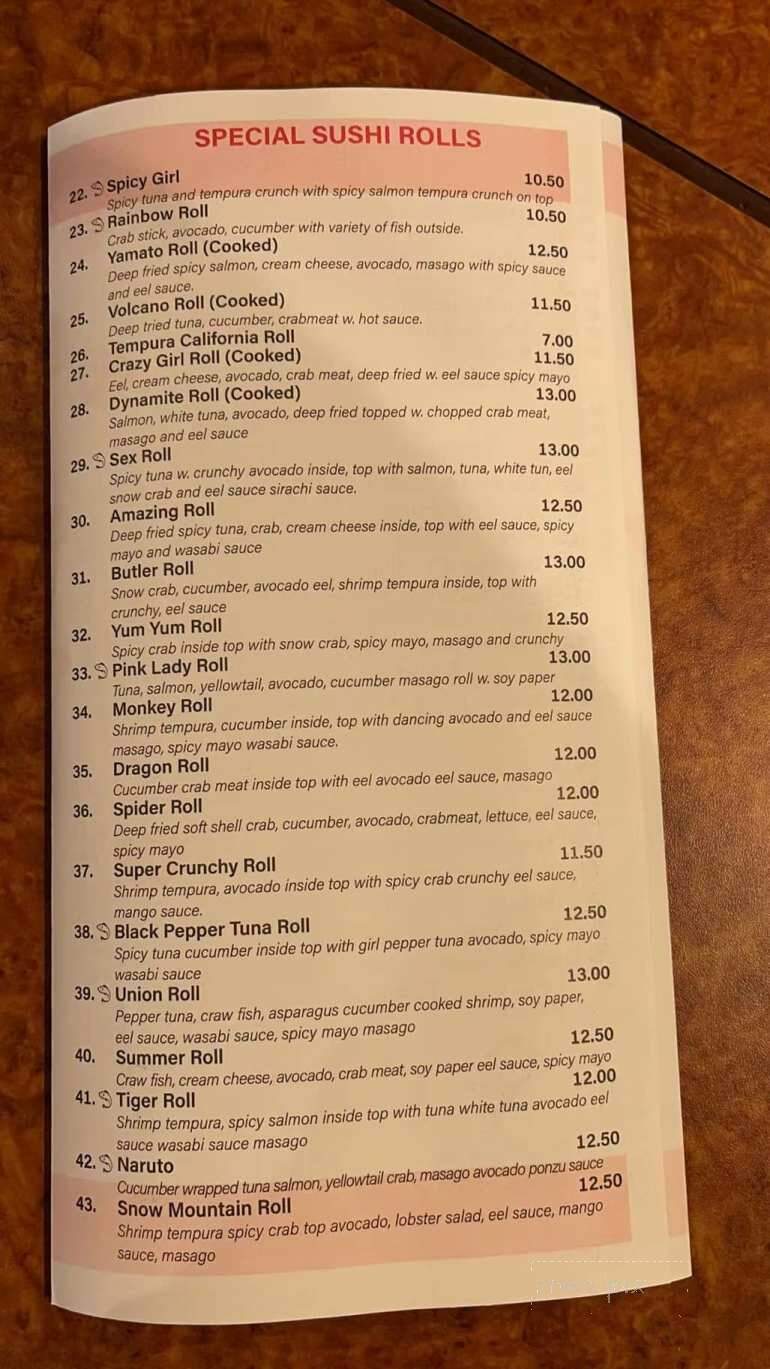 Yamato Hibachi Sushi - Butler, PA menu_pic