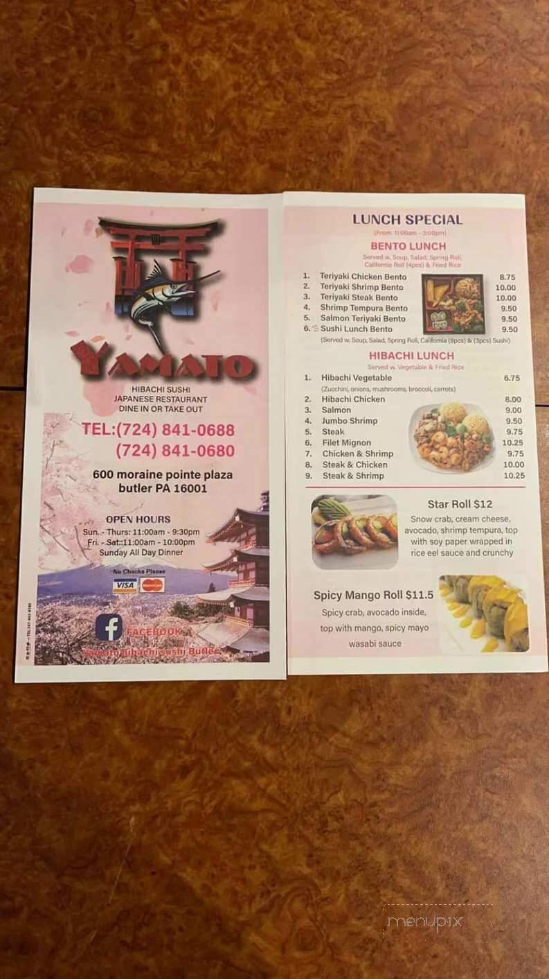 Yamato Hibachi Sushi - Butler, PA menu_pic