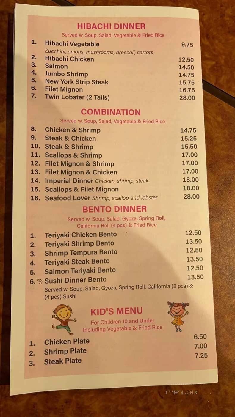 Yamato Hibachi Sushi - Butler, PA menu_pic