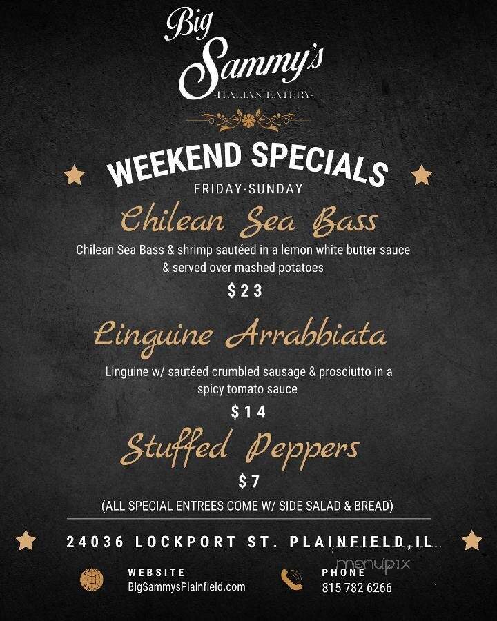 Big Sammy's Italian Eatery - Plainfield, IL menu_pic
