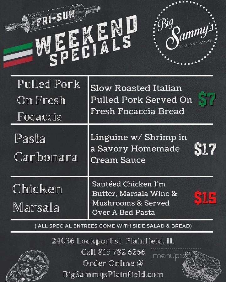 Big Sammy's Italian Eatery - Plainfield, IL menu_pic