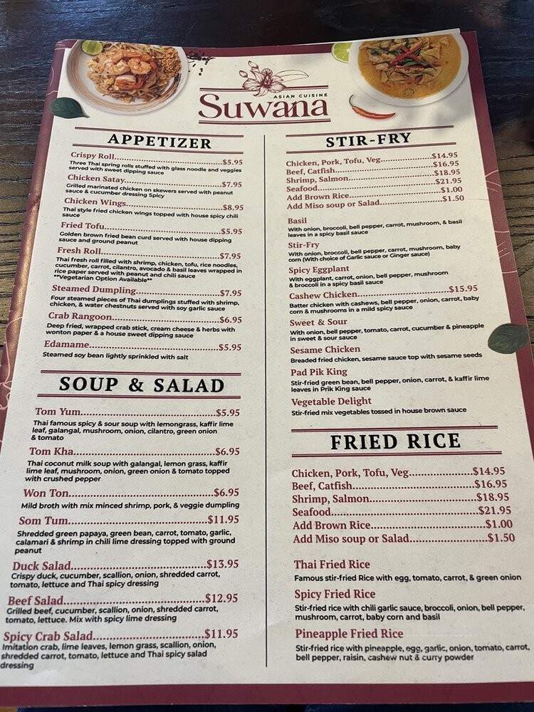 Suwana Asian Cuisine - Waynesville, NC menu_pic