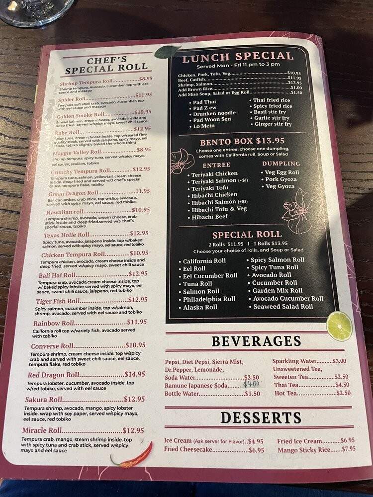 Suwana Asian Cuisine - Waynesville, NC menu_pic