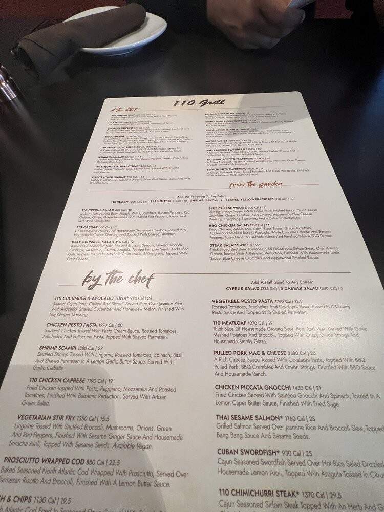 110 Grill - Southington, CT menu_pic