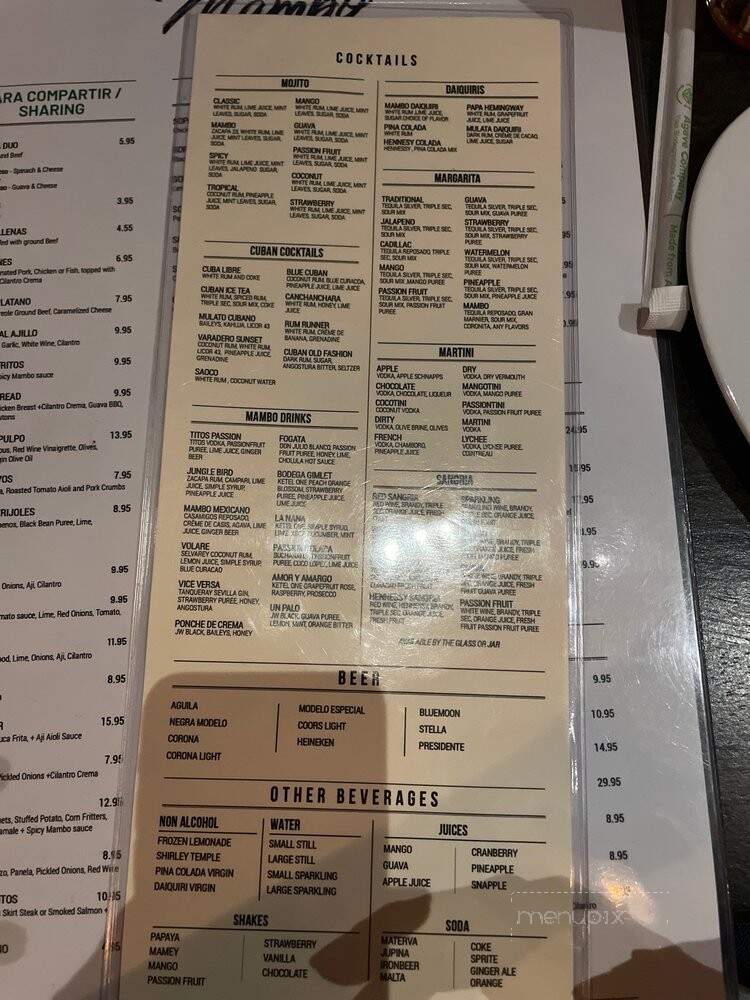 Mambo Cuban Restaurant & Lounge - Union, NJ menu_pic
