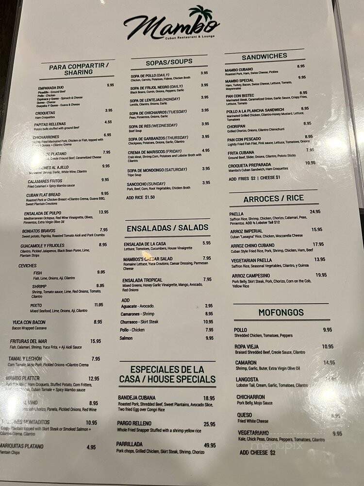 Mambo Cuban Restaurant & Lounge - Union, NJ menu_pic
