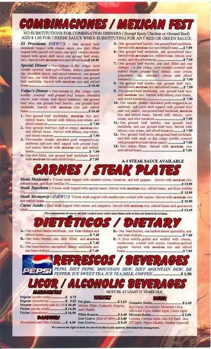 El Camino Real III Mexican - Bluffton, IN menu_pic