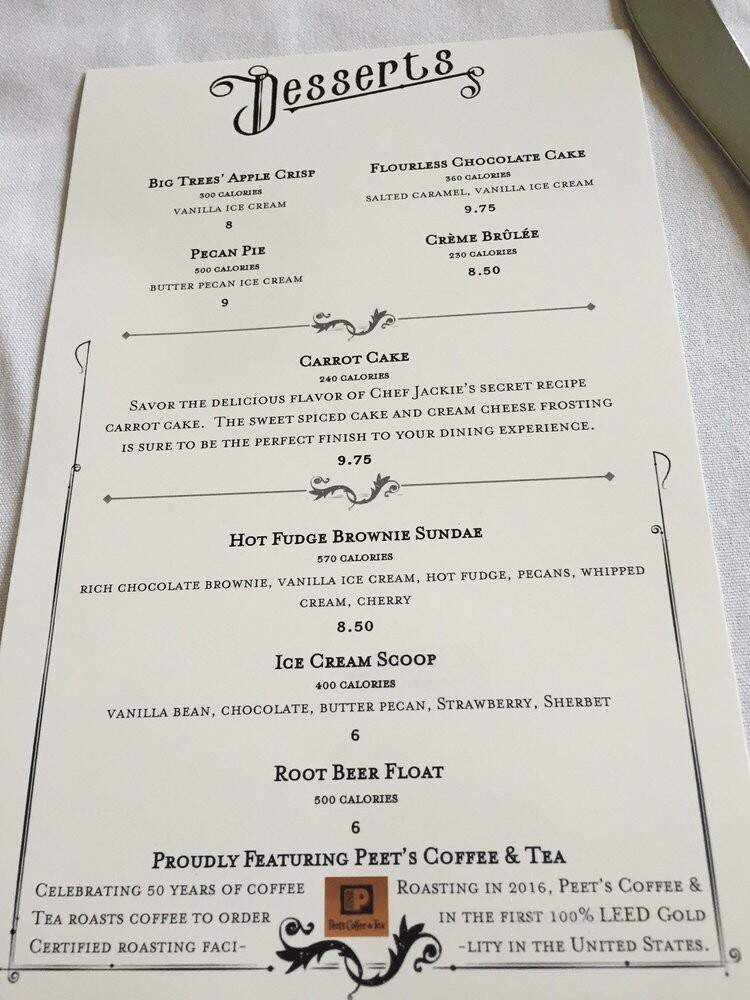 Wawona Dining Room - Wawona, CA menu_pic