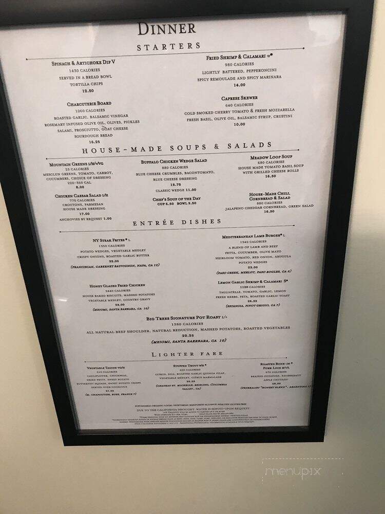 Wawona Dining Room - Wawona, CA menu_pic