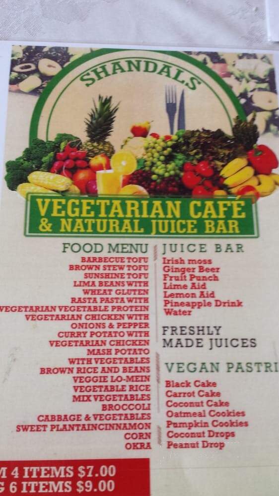 Shandal's Vegetarian Cafe - Bridgeport, CT menu_pic