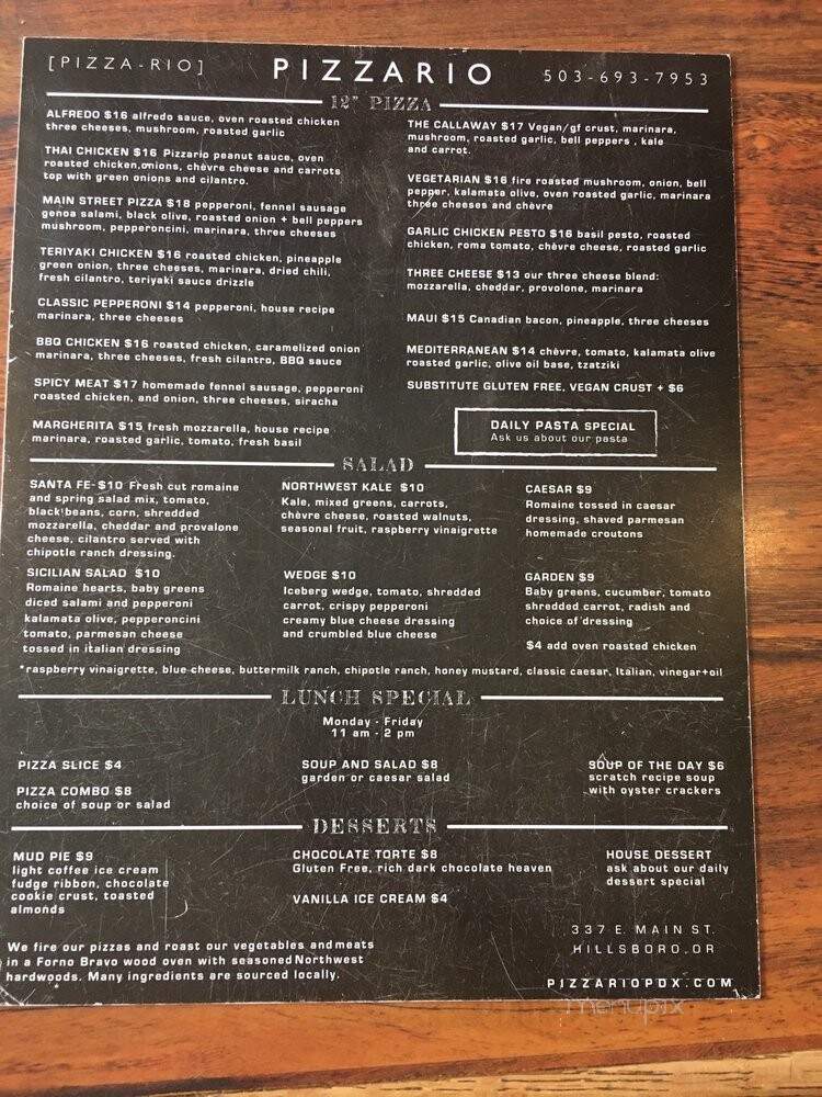 Pizzario - Hillsboro, OR menu_pic