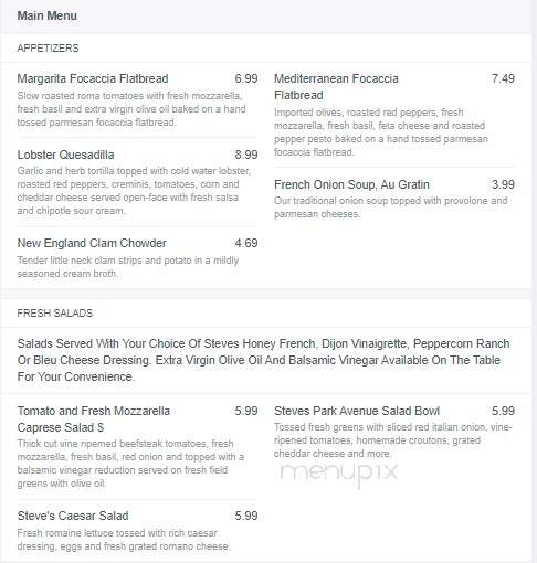 Steve's Dakota Grill - Medina, OH menu_pic