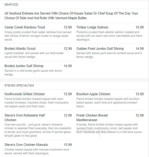 Steve's Dakota Grill - Medina, OH menu_pic