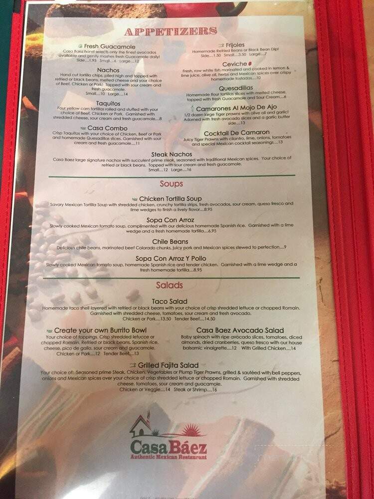 Casa Baez Mexican Restaurant - Salem, OR menu_pic