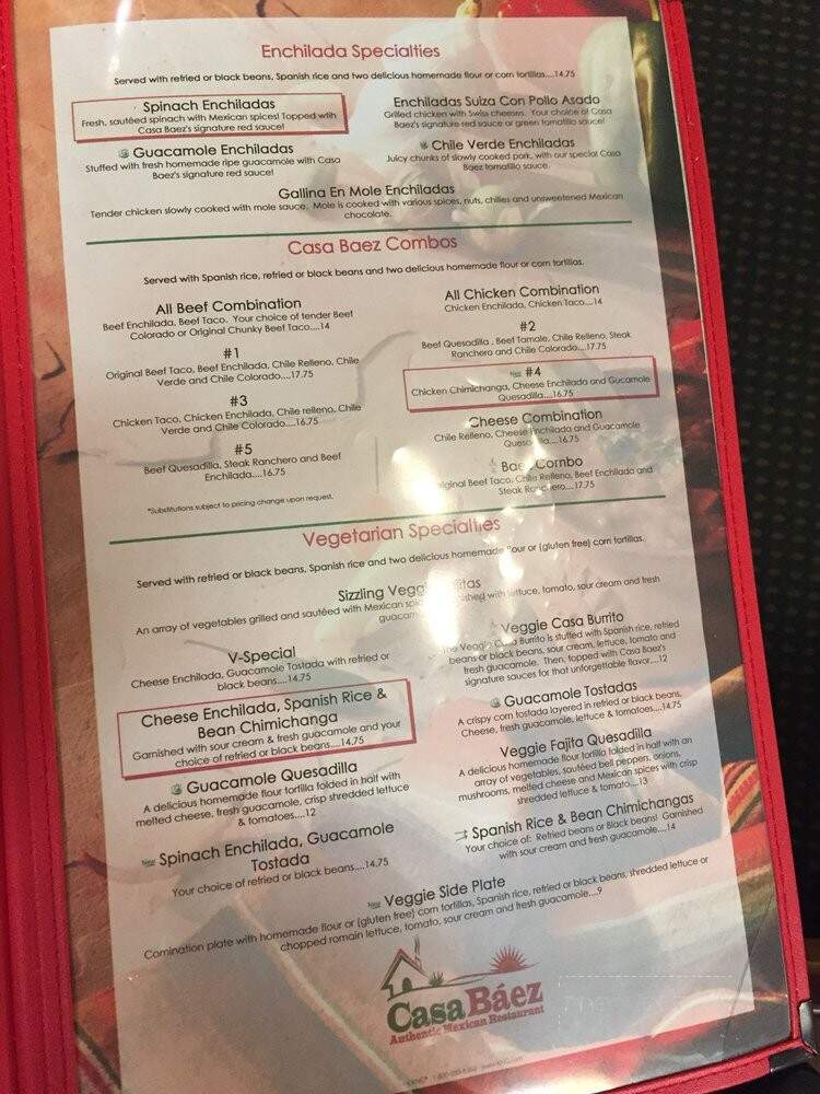 Casa Baez Mexican Restaurant - Salem, OR menu_pic