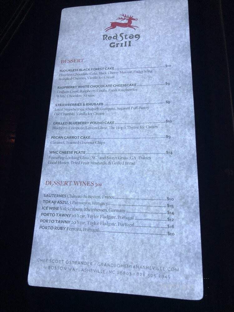 Red Stag Grill-Grand Bohemian Hotel Asheville - Asheville, NC menu_pic