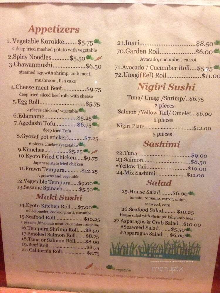 Kyoto Kitchen Japanese Restaurant - Mount Vernon, WA menu_pic
