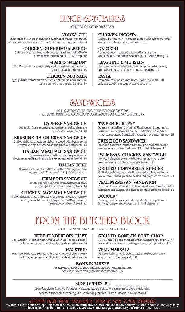 Tuscan Tavern - Lake Geneva, WI menu_pic
