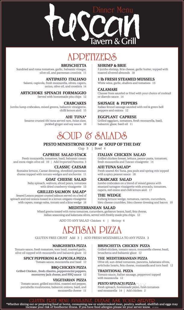 Tuscan Tavern - Lake Geneva, WI menu_pic