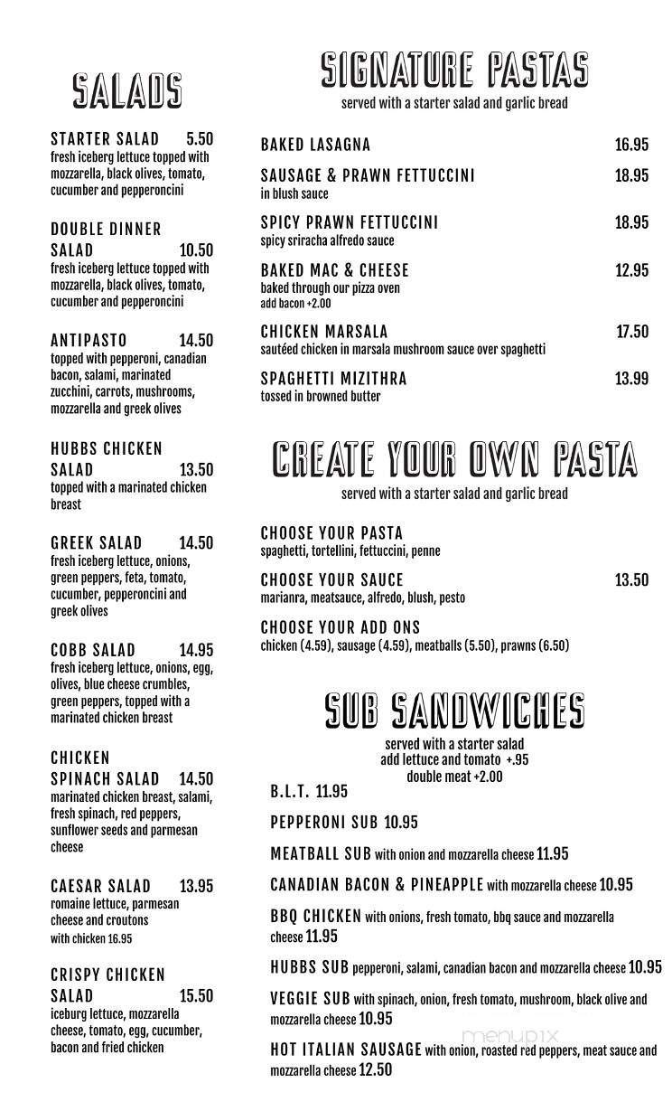 Hubb's Pizza and Pasta - Arlington, WA menu_pic