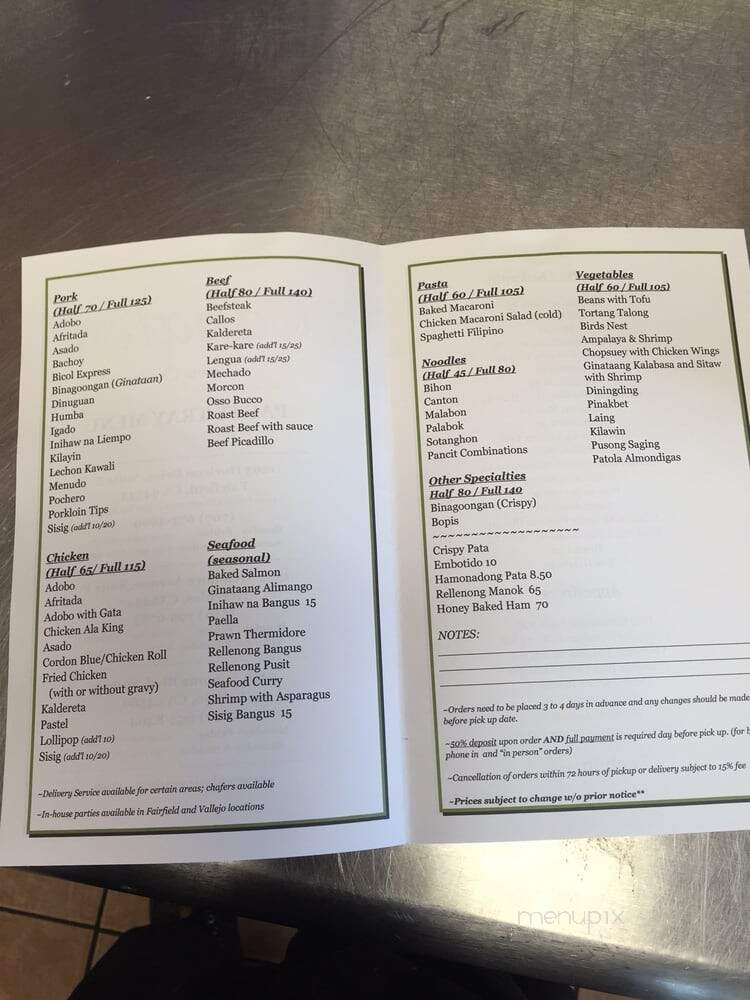 Cabalen Filipino Cuisine - Fairfield, CA menu_pic