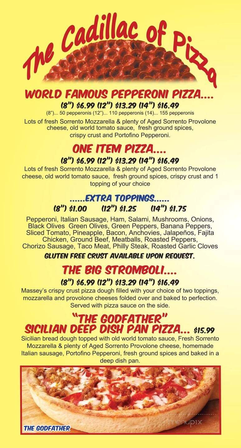 Online Menu of Massey's Pizza, Canal Winchester, OH
